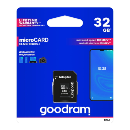 Goodram M1AA-0320R12 - karta pamięci 32GB microSDHC z adapterem SD